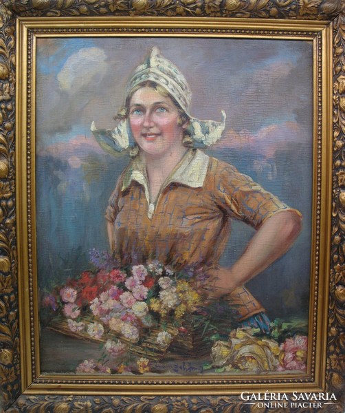 József Zsolt Ivanácz: Flemish flower seller girl f00269