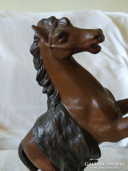 Antique horse statue, painted metal prancing horse 31 cm, 1.2 kg