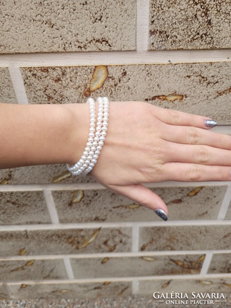 Antique 14k clasp 3-row true pearl bracelet (1)!