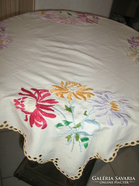 Wonderful hand embroidered floral tablecloth