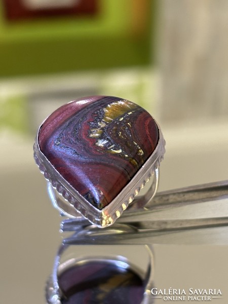 Spectacular silver ring with a large agate stone