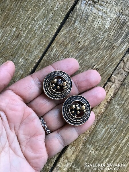 Old Finnish jorma lane bronze clip earrings, marked