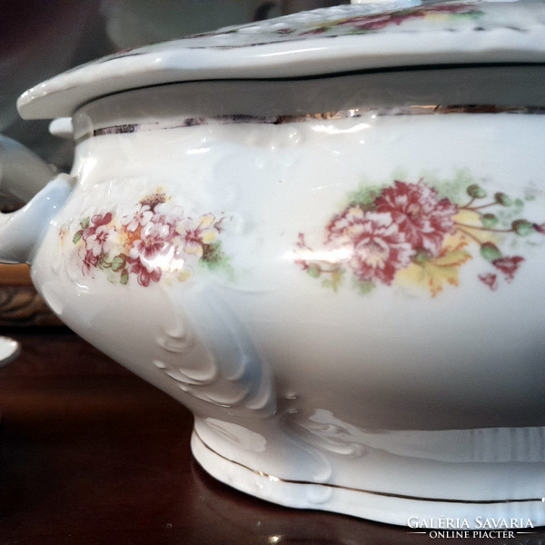 Antique serving set: soup bowl + sauce pourer + salt shaker - art&decoration