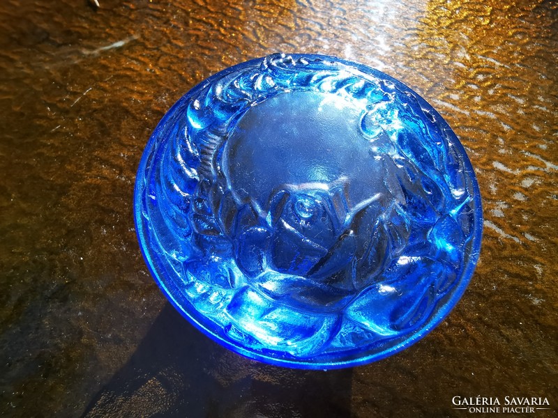 Art deco rosy blue glass bonbonier