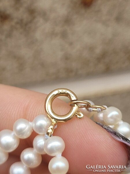 Antique 14k clasp 3-row true pearl bracelet (1)!