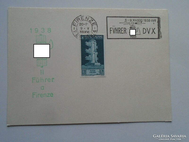 D200545  Németország  Olaszország  A Führer látogatása Firenzében  emléklap 1938