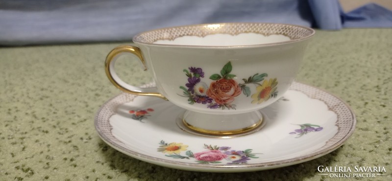 A special Zsolnay tea cup with its own coaster. Old, rare Zsolnay cup.