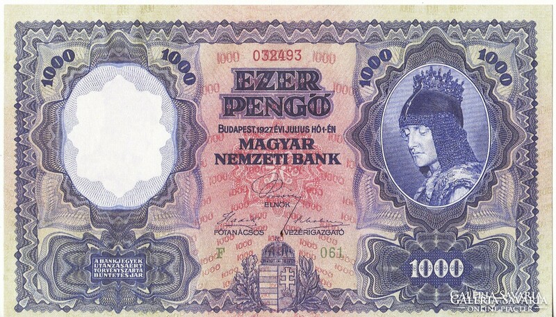 Hungary 1000 pengő replica 1927 unc