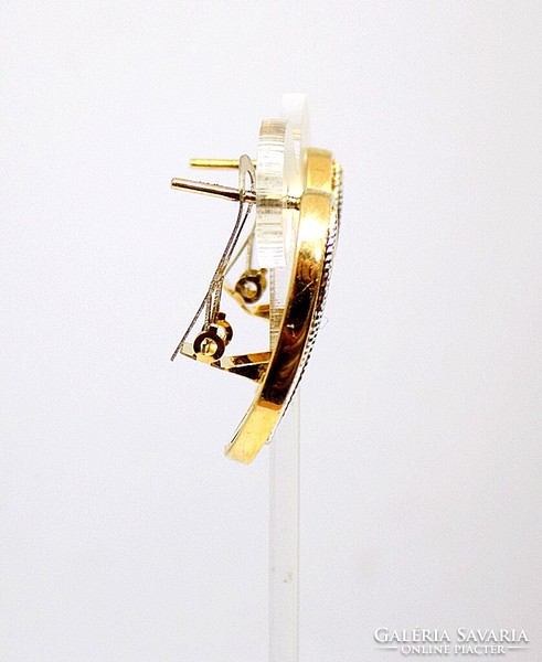 Yellow-white gold engraved earrings (zal-au103879)