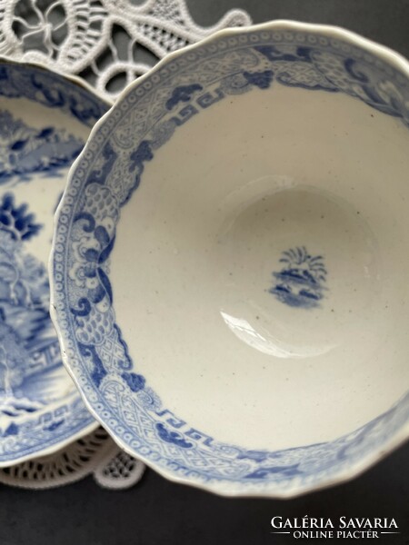 Antique, richly patterned, wonderful china cup with bottom - blue decorative willow pattern