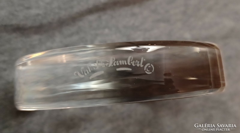 Val st-lambert (famous Belgian glass manufactory) polished glass leaf weight