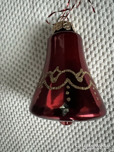 Burgundy glass bell Christmas tree decoration