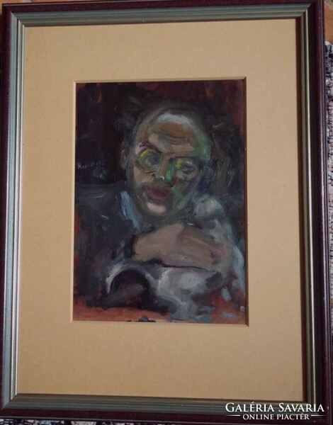 György Ruzicskay: self-portrait with a cat