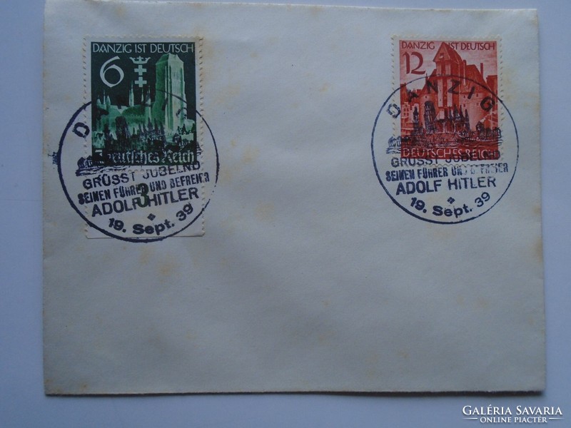 D200539 Danzig  19 Sept.1939  Emlékbélyegzés  borítékon