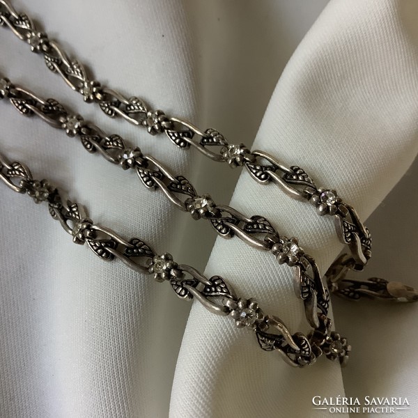 Női 925 ezüst markazit Köves ékszer szett nyaklánc karkötő estélyi ruha divat