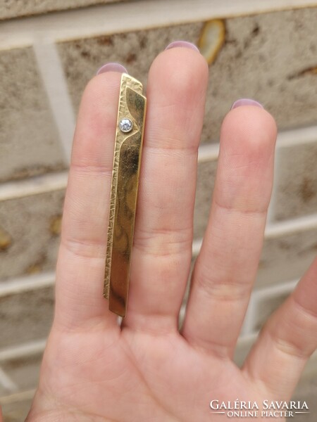 Art deco brill stone 9k gold tie pin rare!!!