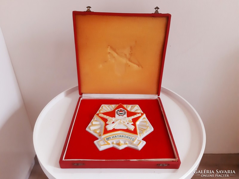 Old Hólloháza bm border guard porcelain plaque, award