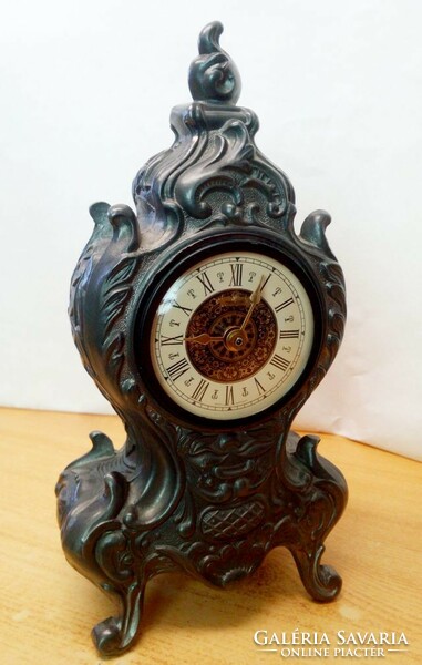 Mercedes rococo tin married table clock with battery structure west germany, unique rarity