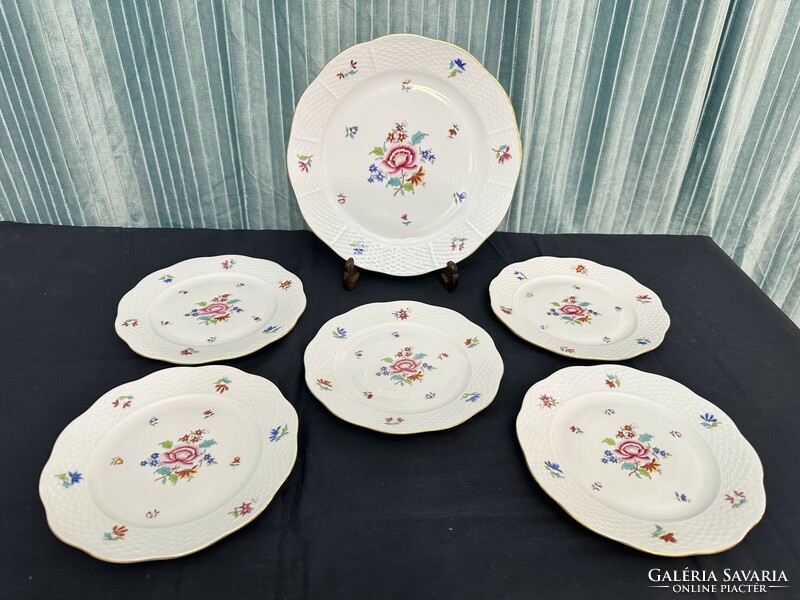 5 Personal Herend Nanking pattern cake set 6 pcs