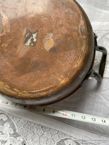 Old two-handled copper vessel, frying pan
