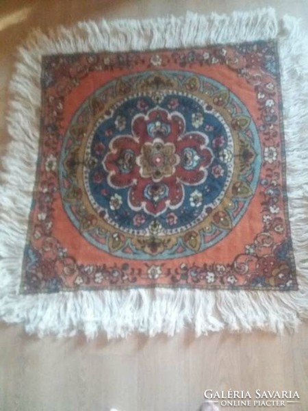 Old kelim tablecloth with fringe 130x130cm