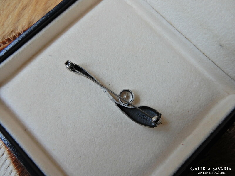 Old Finnish silver brooch with rock crystal