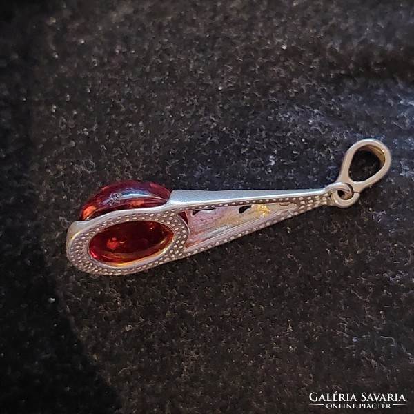 Beautiful silver amber pendant