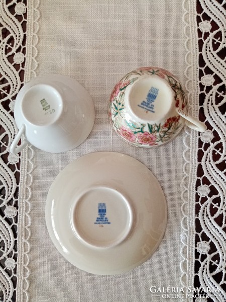 1 Zsolnay porcelain coffee cup with Persian pattern + saucer + 1 Zsolnay white base cup
