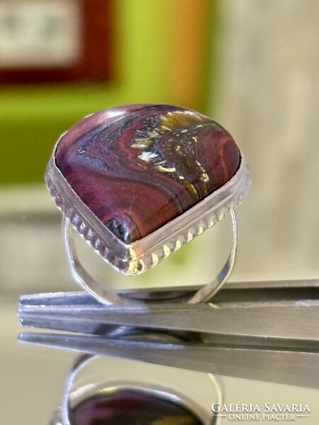 Látványos ezüst gyűrű, nagy achat kővel