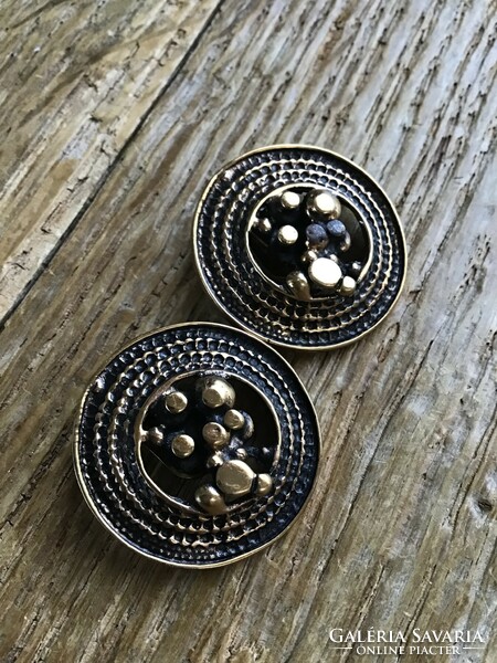 Old Finnish jorma lane bronze clip earrings, marked