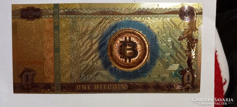 1 Bitcoin - colorful, gold-plated, plastic fantasy card. HUF 800