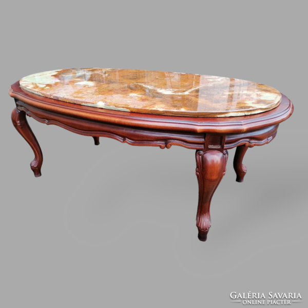 Baroque oval marble coffee table