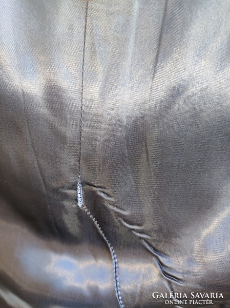 Silver fox collar wool - cashmere classic line women's jacket, size 42, dark blue