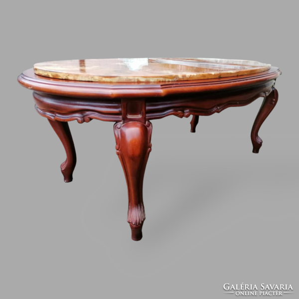 Baroque oval marble coffee table