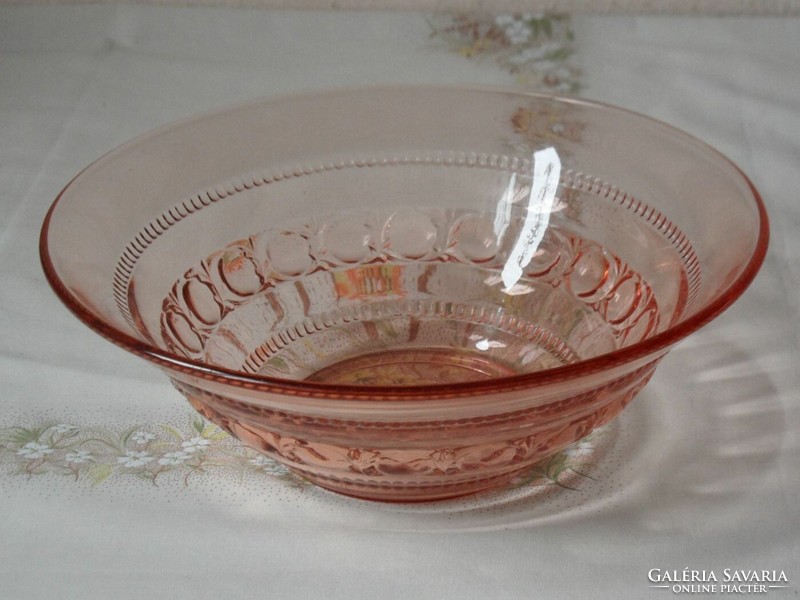 Coral colored glass bowl, offering