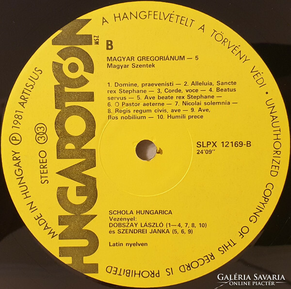 Schola Hungarica - Magyar Gregoriánum 5 (Gregorian Chants From Hungary) (LP)