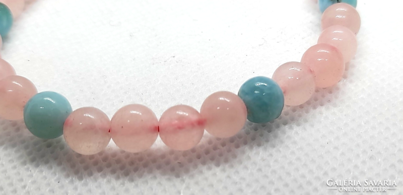 Women's mineral bracelet - aquamarine and rose quartz from 6 mm beads