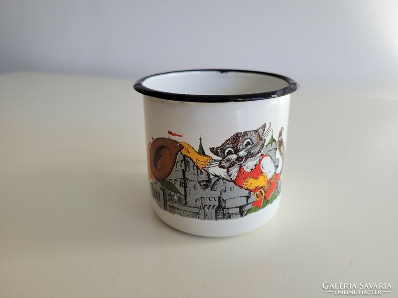 Old retro enameled boots kandur pattern metal enameled fairy tale small children's mug