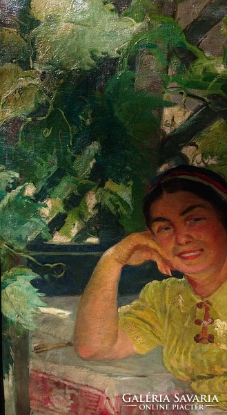 Gyula Gyuertyáni: in the arbor (summer afternoon)