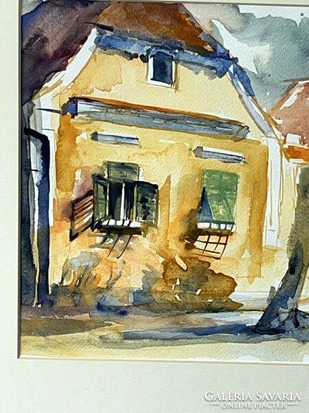 F. Balogh Erzsébet Street detail watercolor (k0013)