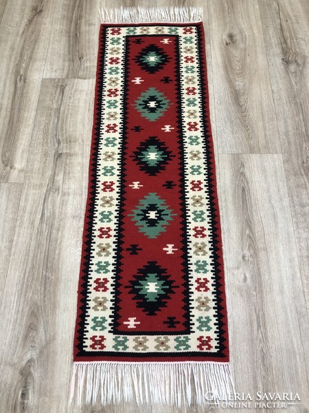 KILIM (Kelim) kézi szövésű gyapjú szőnyeg, 40 x 136 cm