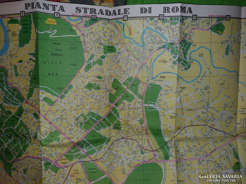 Retro Olaszország RÓMA nagy városi turista térkép kihajtva 123 X 92 cm képek szerint