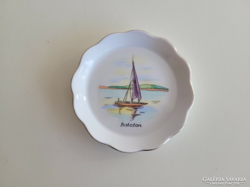 Old retro Balaton souvenir souvenir sailing ship Aquincum porcelain bowl