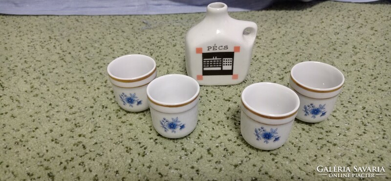 Zsolnay pécs set, Zsolnay cup, Zsolnay brandy pécs labeled. 4 Cup, cup, cup.