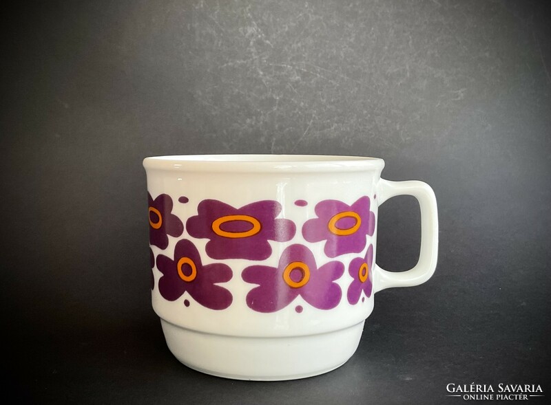 Zsolnay vitrine mug with purple flowers