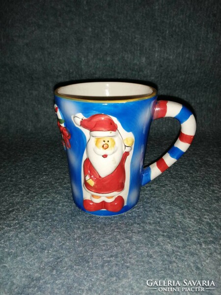 Convex mug with Santa Claus pattern - 11 cm high (a4)