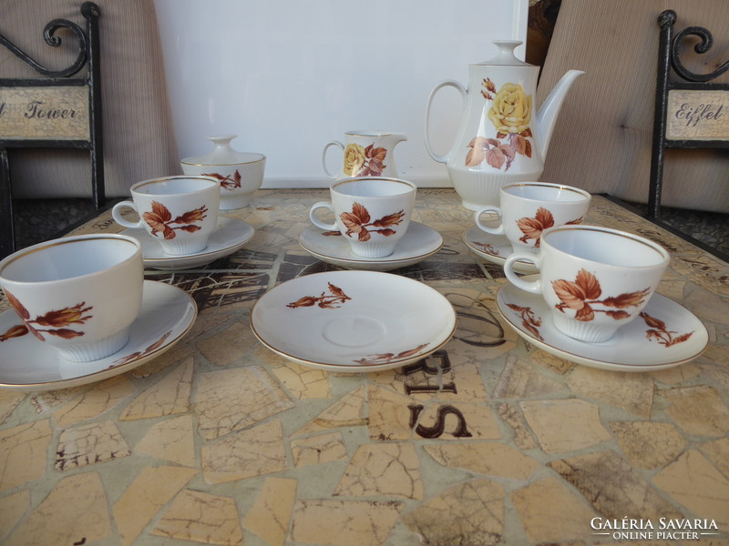 Colditz GDR German porcelain, coffee set for 6, in damaged condition