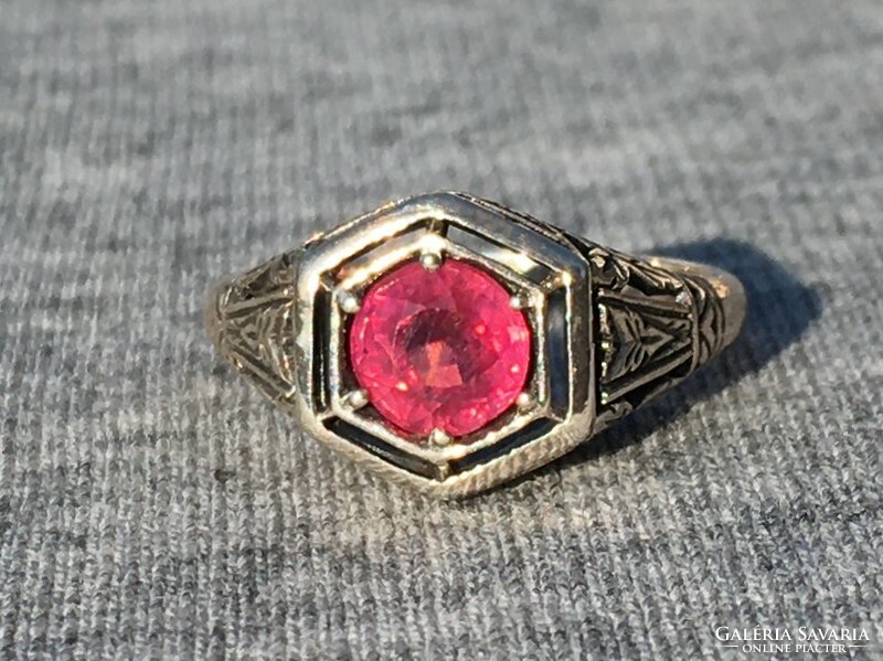 Women's silver ring ruby