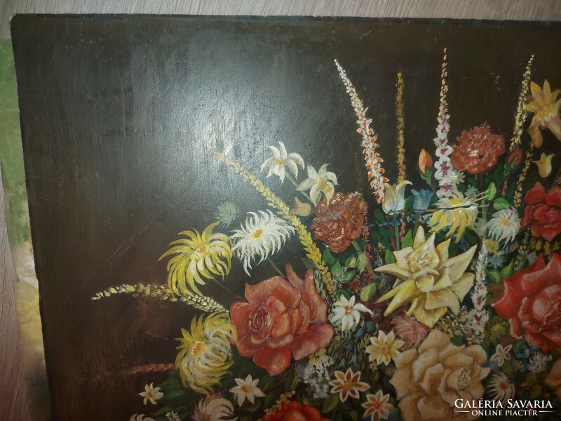 Festmény, csendélet, olaj, farost, 64x53 cm
