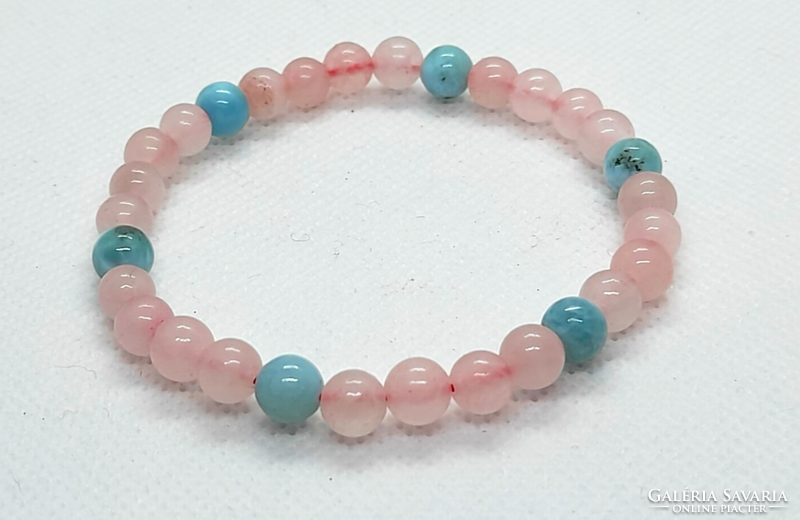 Women's mineral bracelet - aquamarine and rose quartz from 6 mm beads